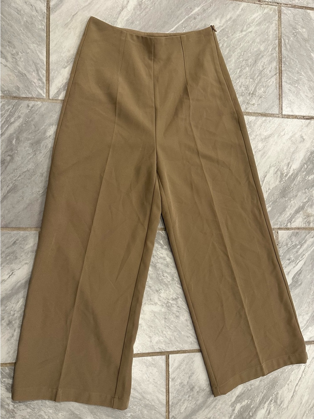 NWT Commense Womens Brown High Rise Wide-Leg Stretch Dress Pants XS